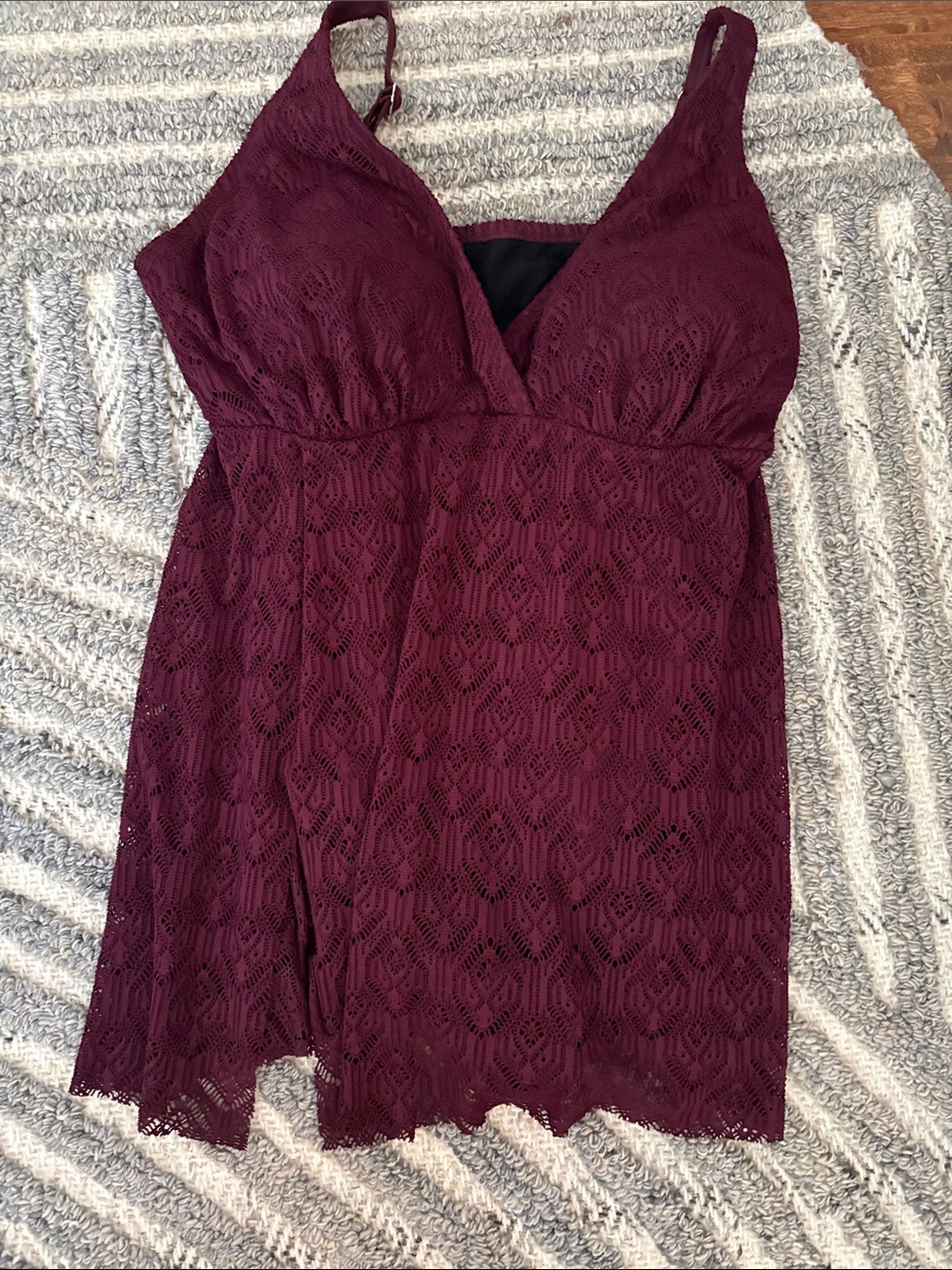 Burgundy Lace Swim-Dress